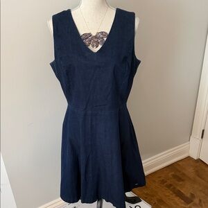 Navy V-Neck Sleeveless Fit & Flare Dress